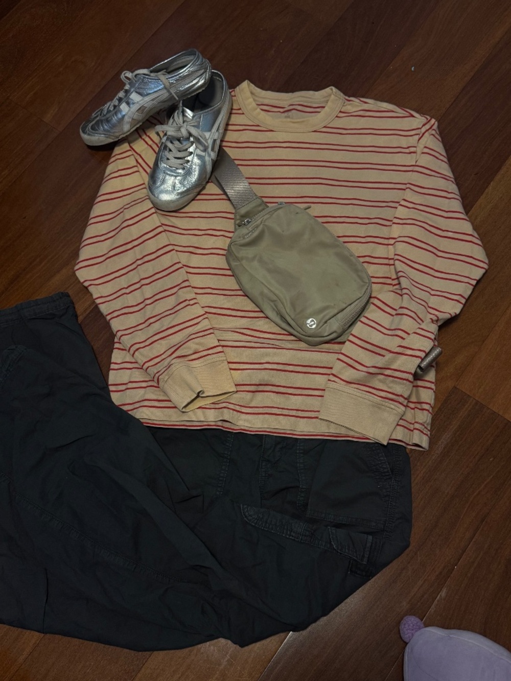Mode of One Mens Long Sleeve Stripe TShirt Cinnamon Brulee Size Small